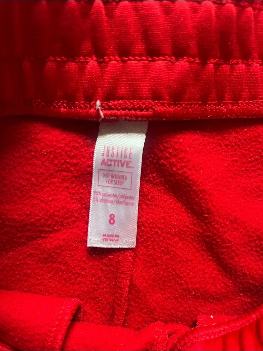 Justice Red Joggers with White Side Stripes